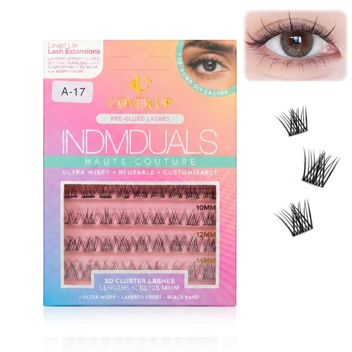 Cover Up Pre-Glued 3D Cluster Eyelashes A-17