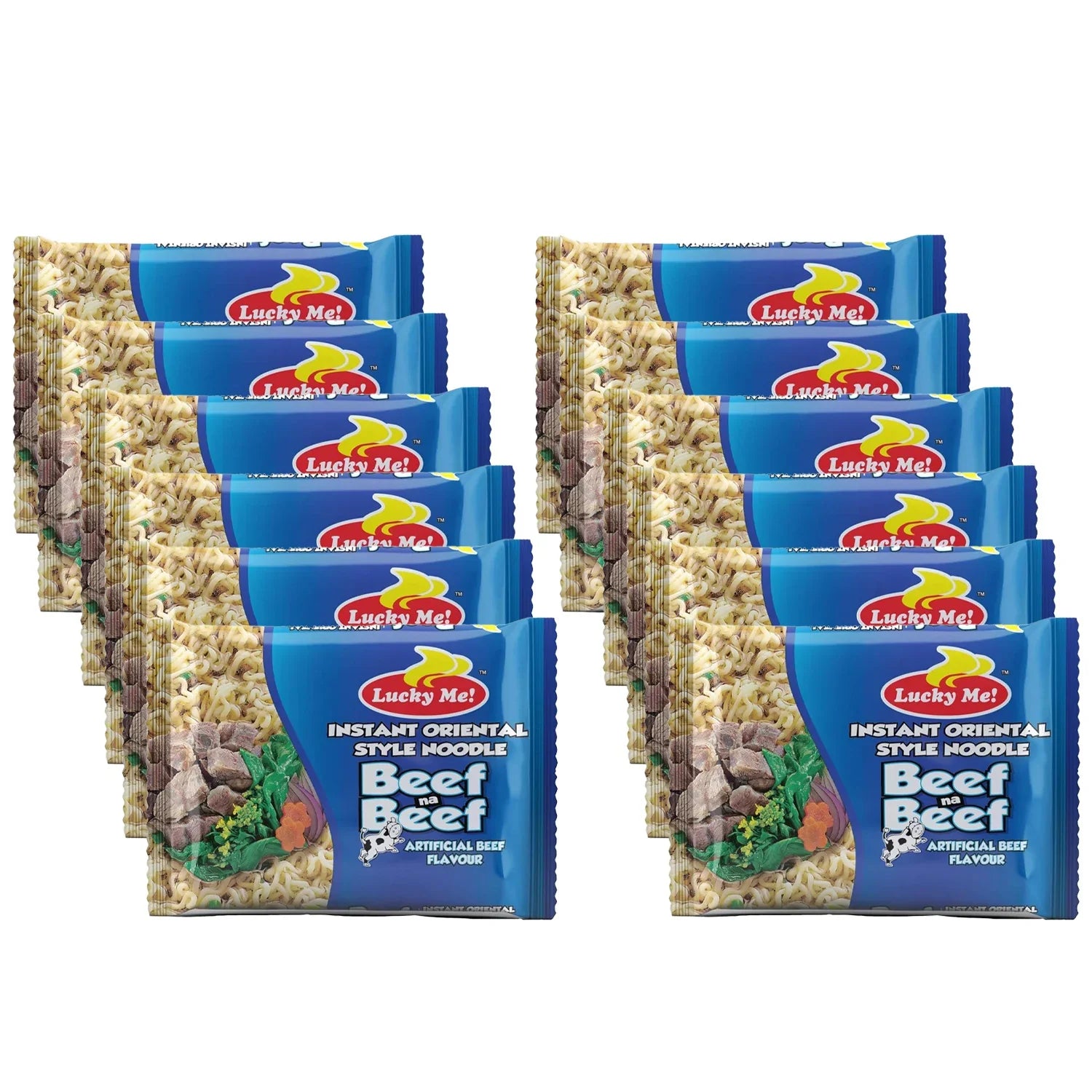 Lucky Me Instant Noodles Beef Mami Flavour 55g × 12 Pcs (Offer)
