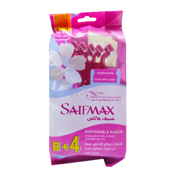 Saifmax Twin Blade Women's Disposable Razors - 12 Pcs