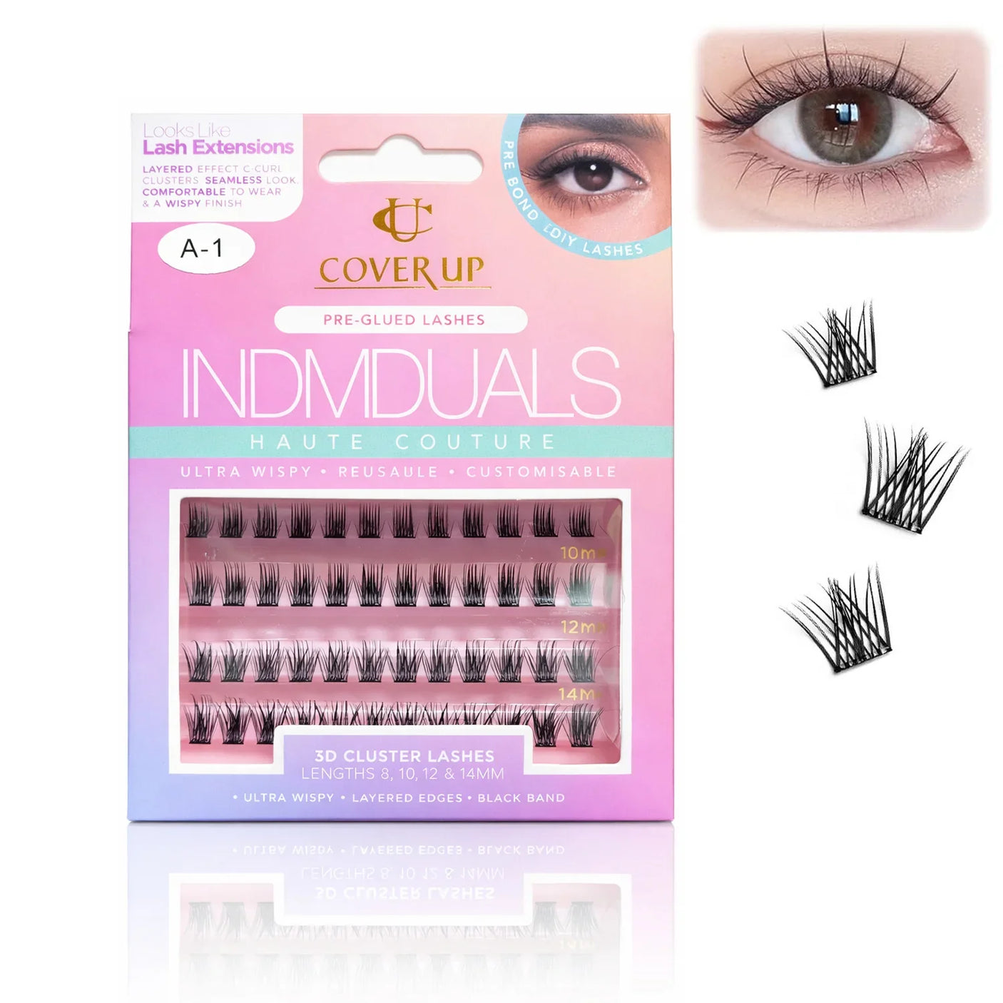Cover Up Pre-Glued 3D Cluster Eyelashes A-1