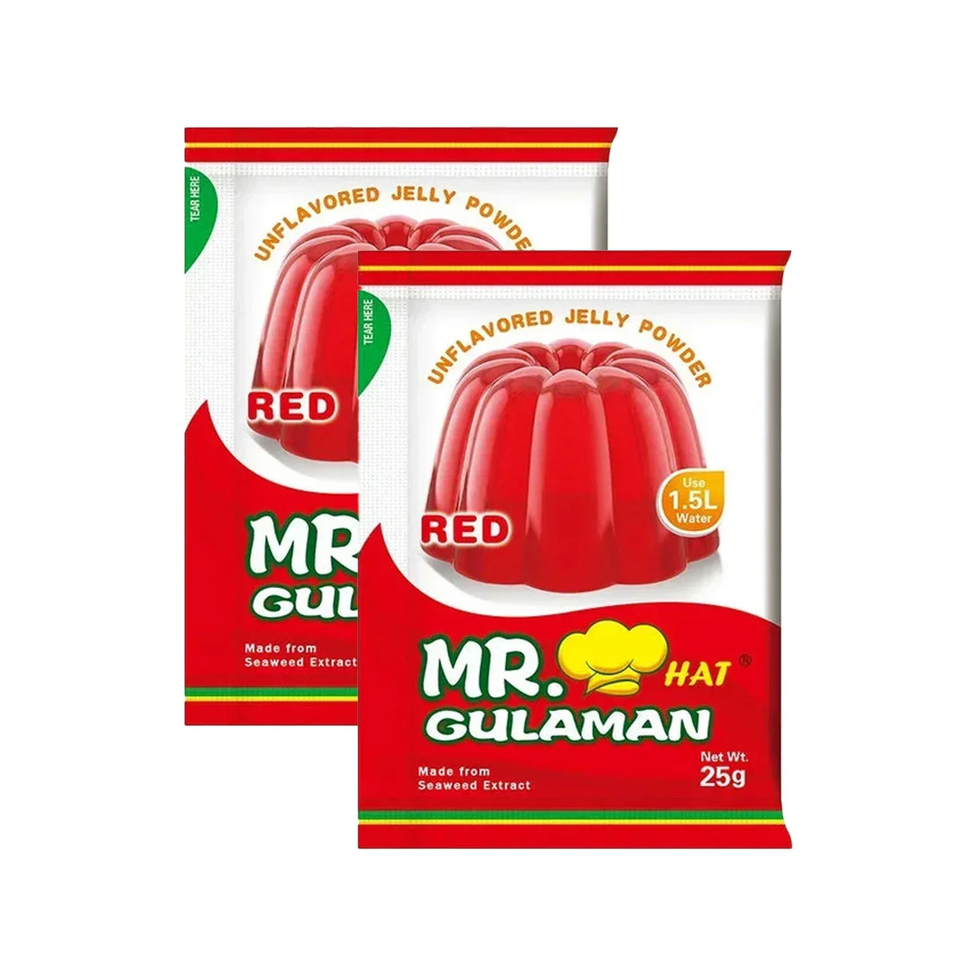 Mr. Hat Gulaman Unflavored Red - 25g × 2 Pcs (Offer)