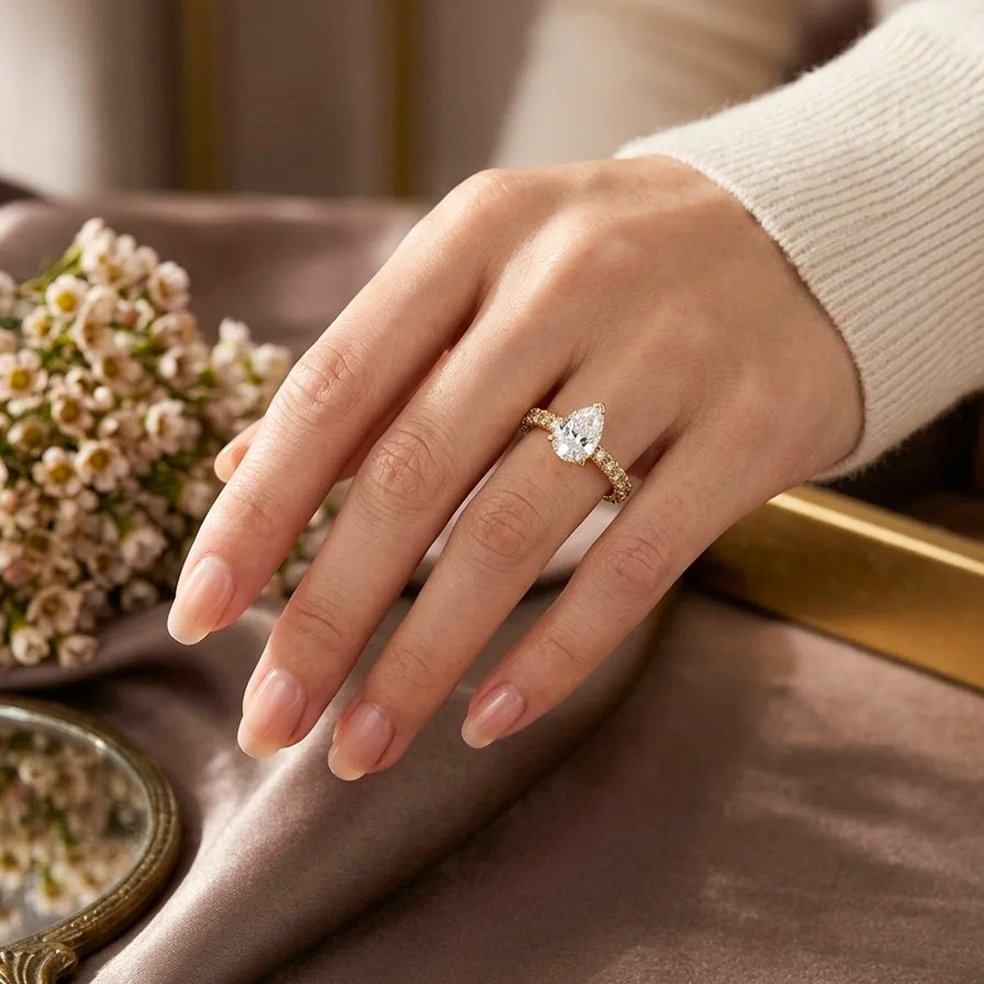 Women's Golden Adjustable Ring #10