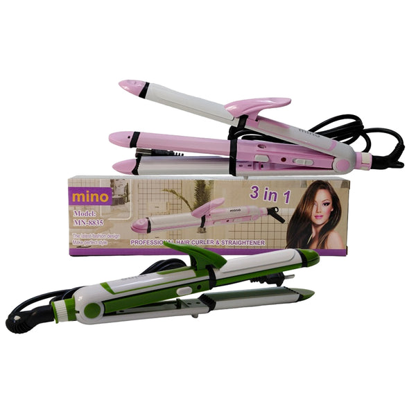 Mino 3 In 1 Professional Hair Curler & Straightener MN-8835