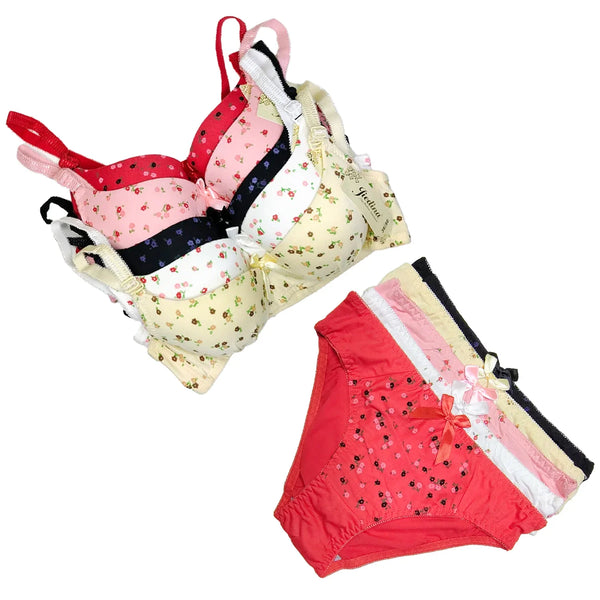 Jiedina Flower Design Bra & Panty Set Cotton - 9205