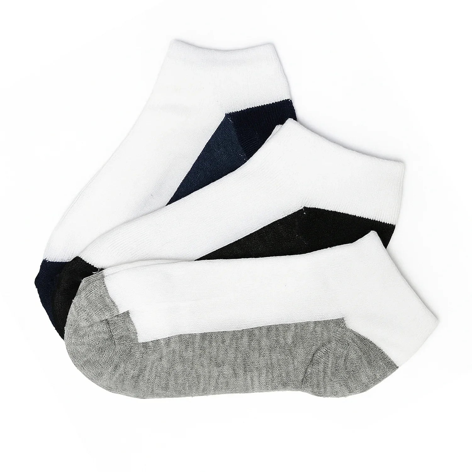 Double Color Soft Elastic Ankle Socks - 3 Pairs - 685BB