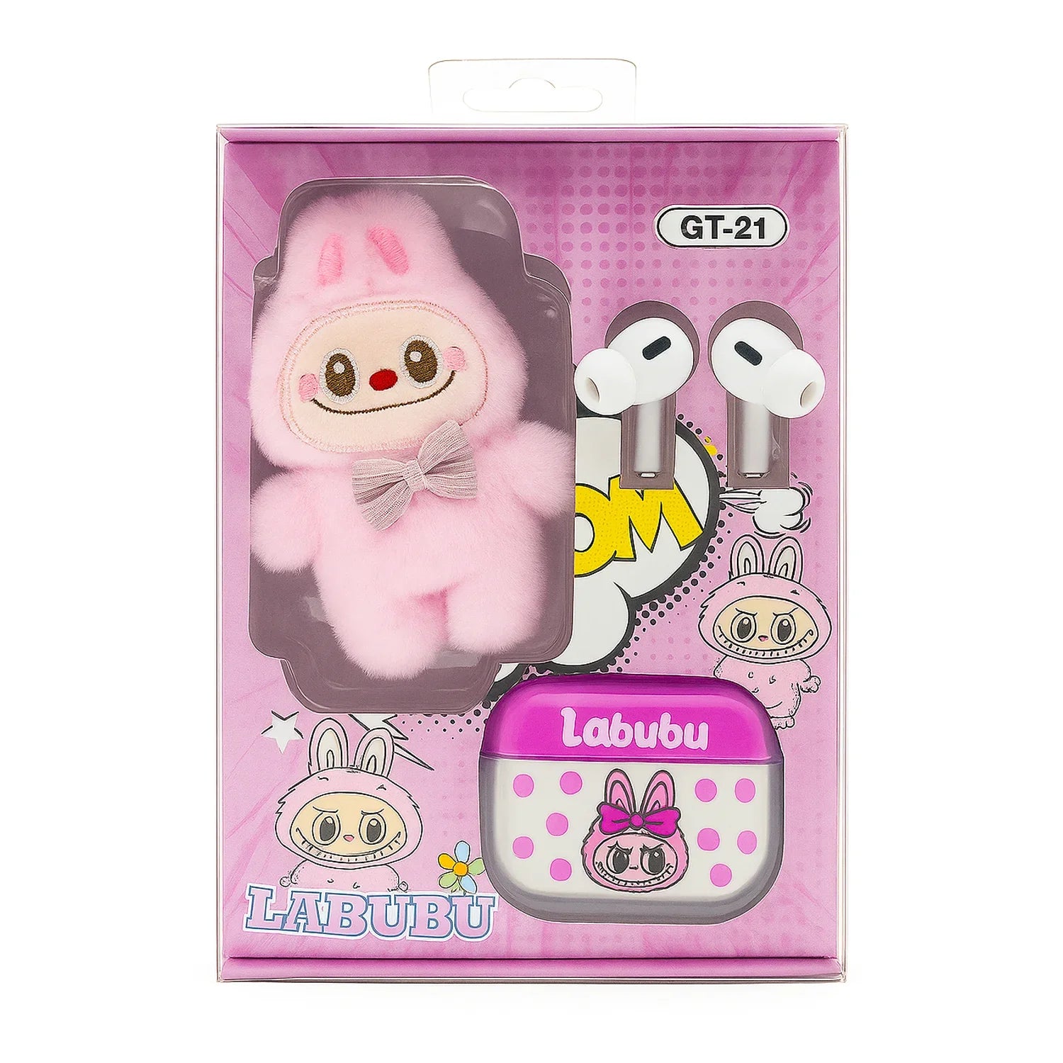 سماعات أذن لاسلكية من لابوبو مع حقيبة محشوة كرتونية لطيفة GT-21