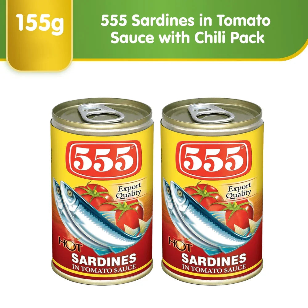 555 Sardines In Tomato Sauce Hot - 425g × 2 Pcs (Offer)