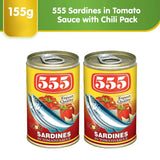 555 Sardines In Tomato Sauce Hot - 425g × 2 Pcs (Offer)