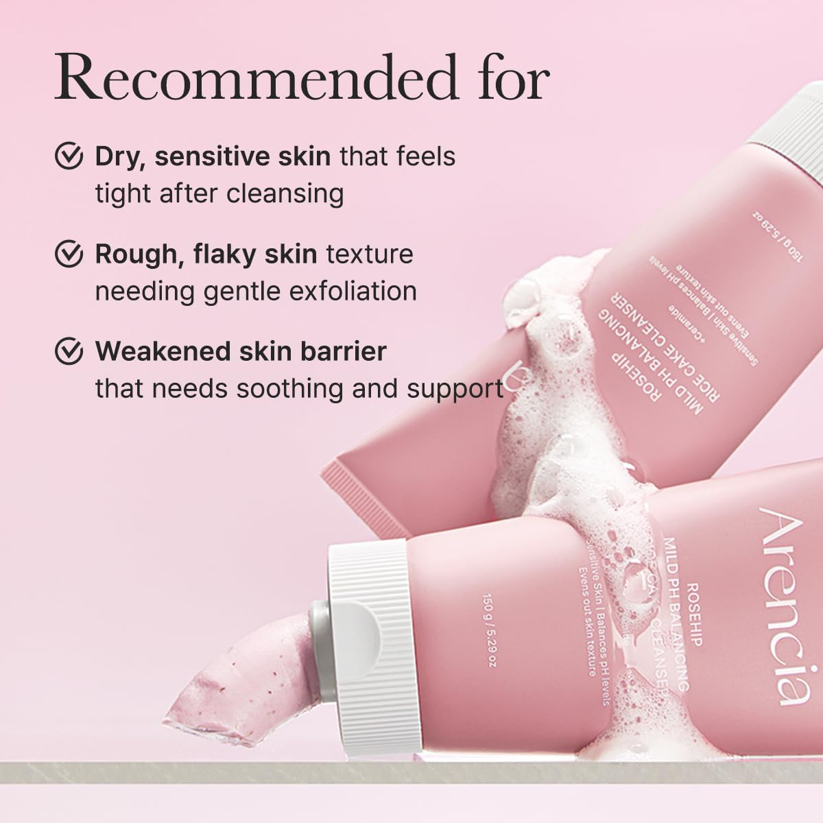 Arencia Rosehip Mild pH Balancing Rice Cake Cleanser - 150g