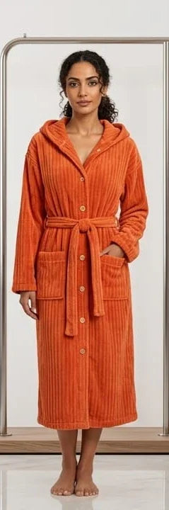 Long Sleeves Quick Dry Comfortable Flannel Bathrobe
