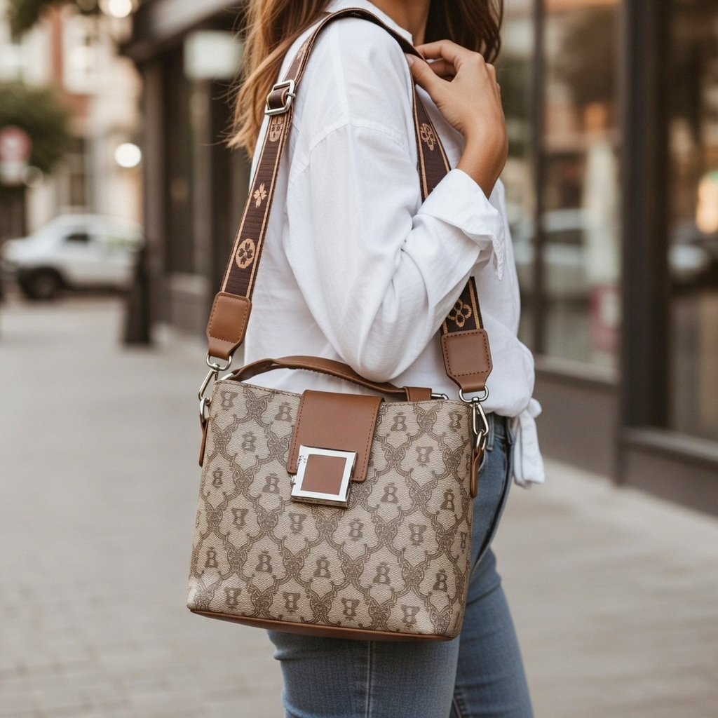 Women's Korean Style Vintage Crossbody Bucket Bag - 6360#