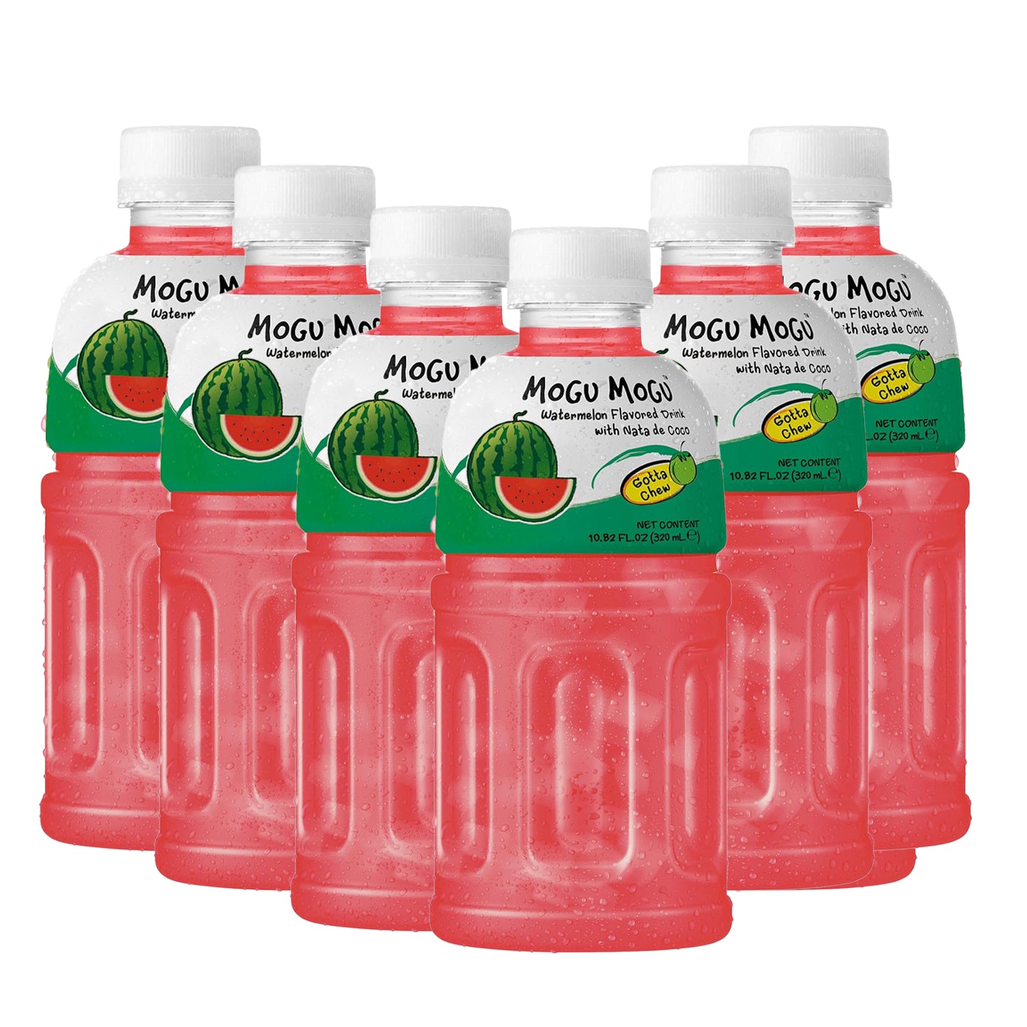 Mogu Mogu Watermelon Juice With Nata De Coco - 320ml × 6 Pcs