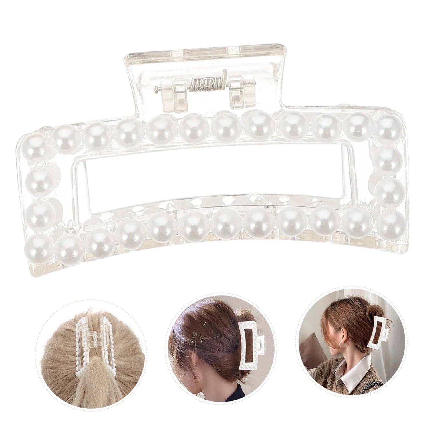 Unique Pearl Design Hair Claw Clips - 3 Pcs (KT-113B)
