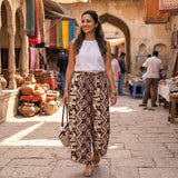 Women's Elephant Print Wide Leg Palazzo Pants - YH815#