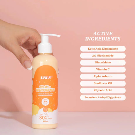 لوشن تفتيح البشرة LBLS كوجيك + نياسيناميد لتفتيح البشرة بعامل وقاية من الشمس SPF30 - 250 مل