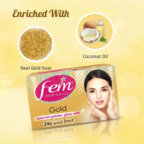Fem Creme Bleach Gold with 24K Gold Dust - 40g