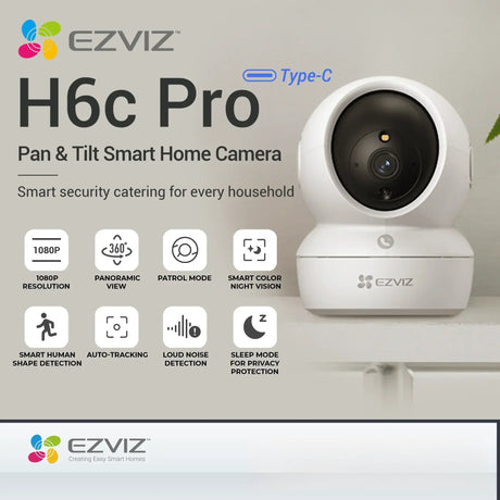 كاميرا المنزل الذكي EZVIZ 360 درجة 1080P - H6c Pro