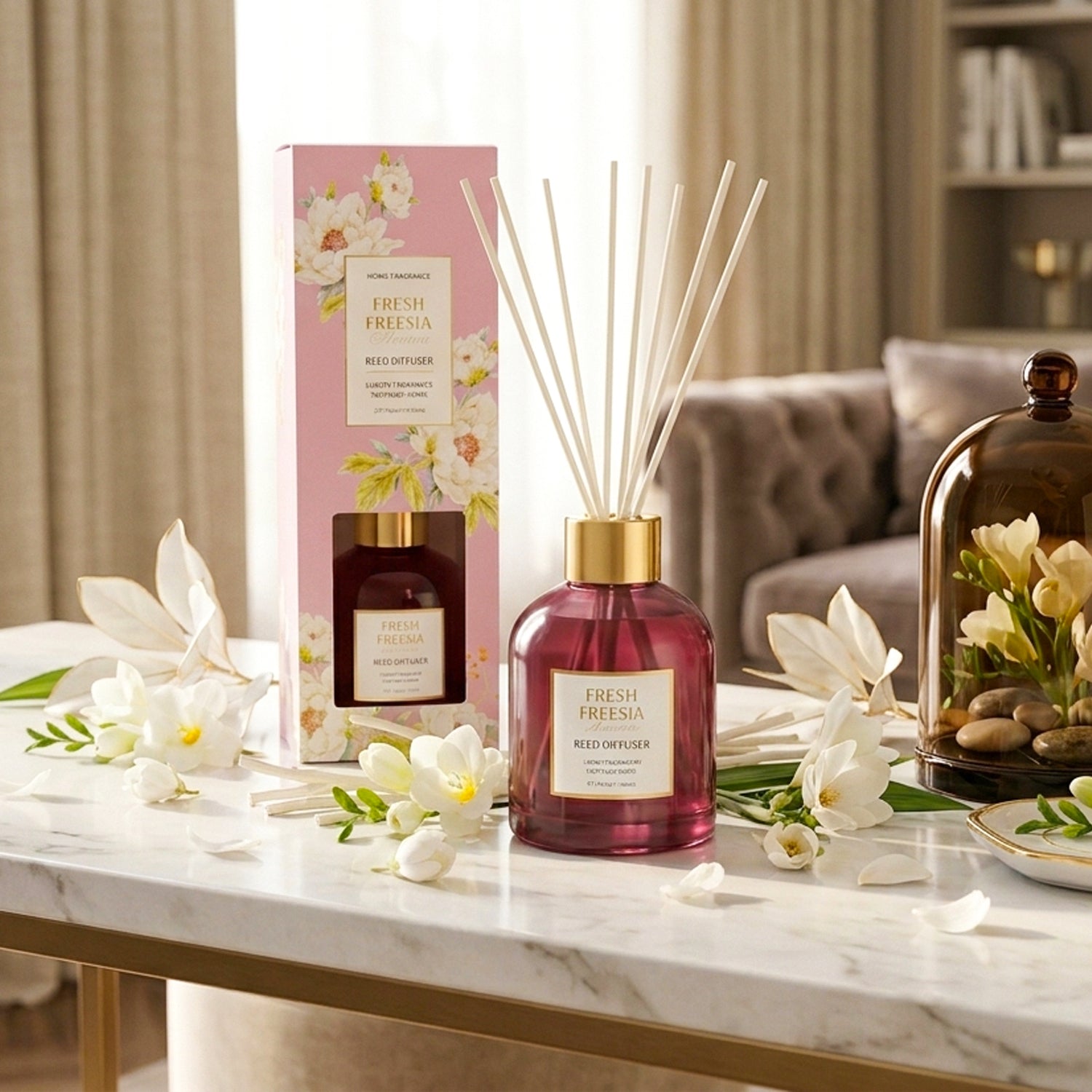 Fresh Freesia Aroma Reed Diffuser Home Fragrance - 120ml