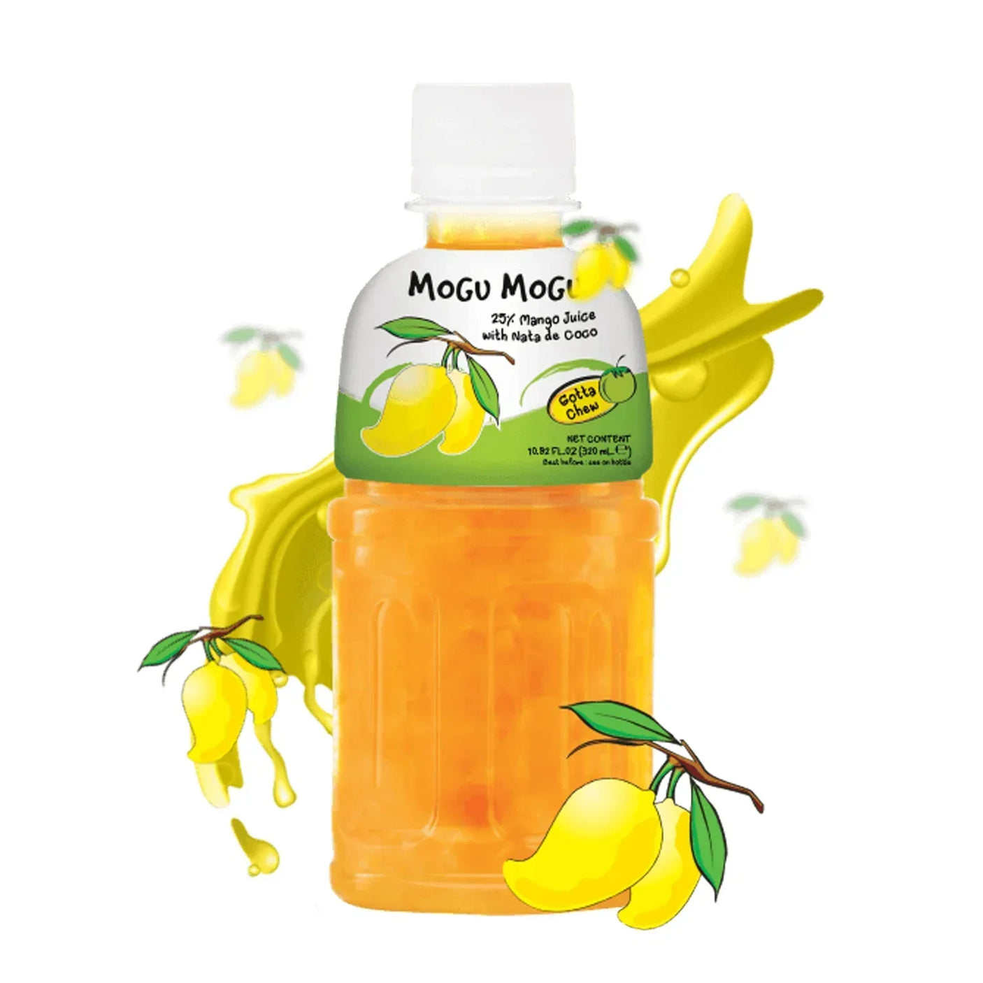 Mogu Mogu Mango Juice With Nata De Coco - 320ml × 6 Pcs