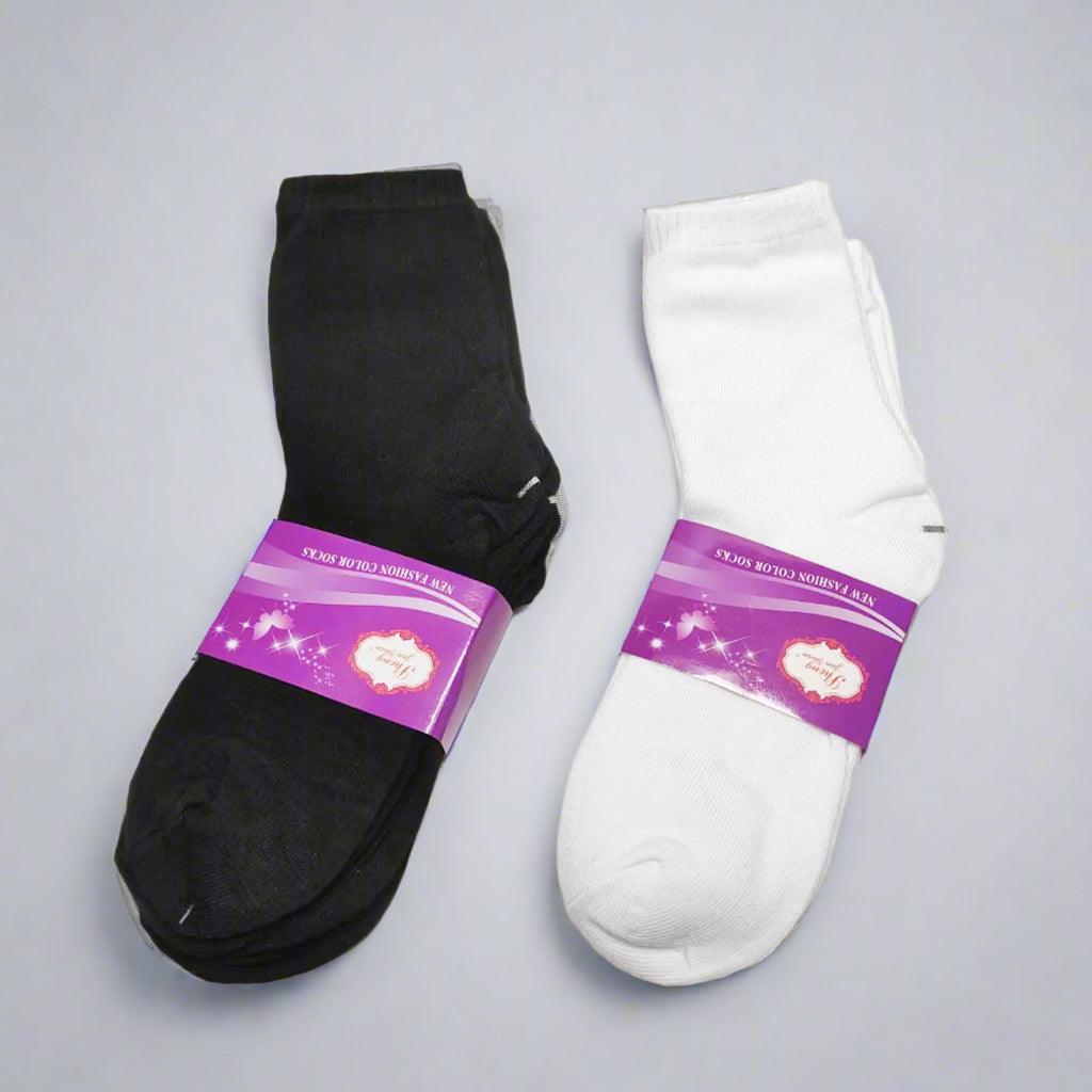 Premium Quality Plain Solid Socks 6 Pairs K7-W+B