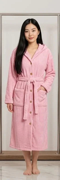 Long Sleeves Quick Dry Comfortable Flannel Bathrobe