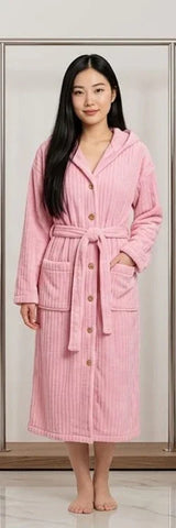 Long Sleeves Quick Dry Comfortable Flannel Bathrobe