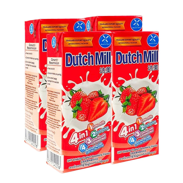 Dutch Mill Yoghurt Drink Strawberry Flavour - 180ml × 4 Pcs