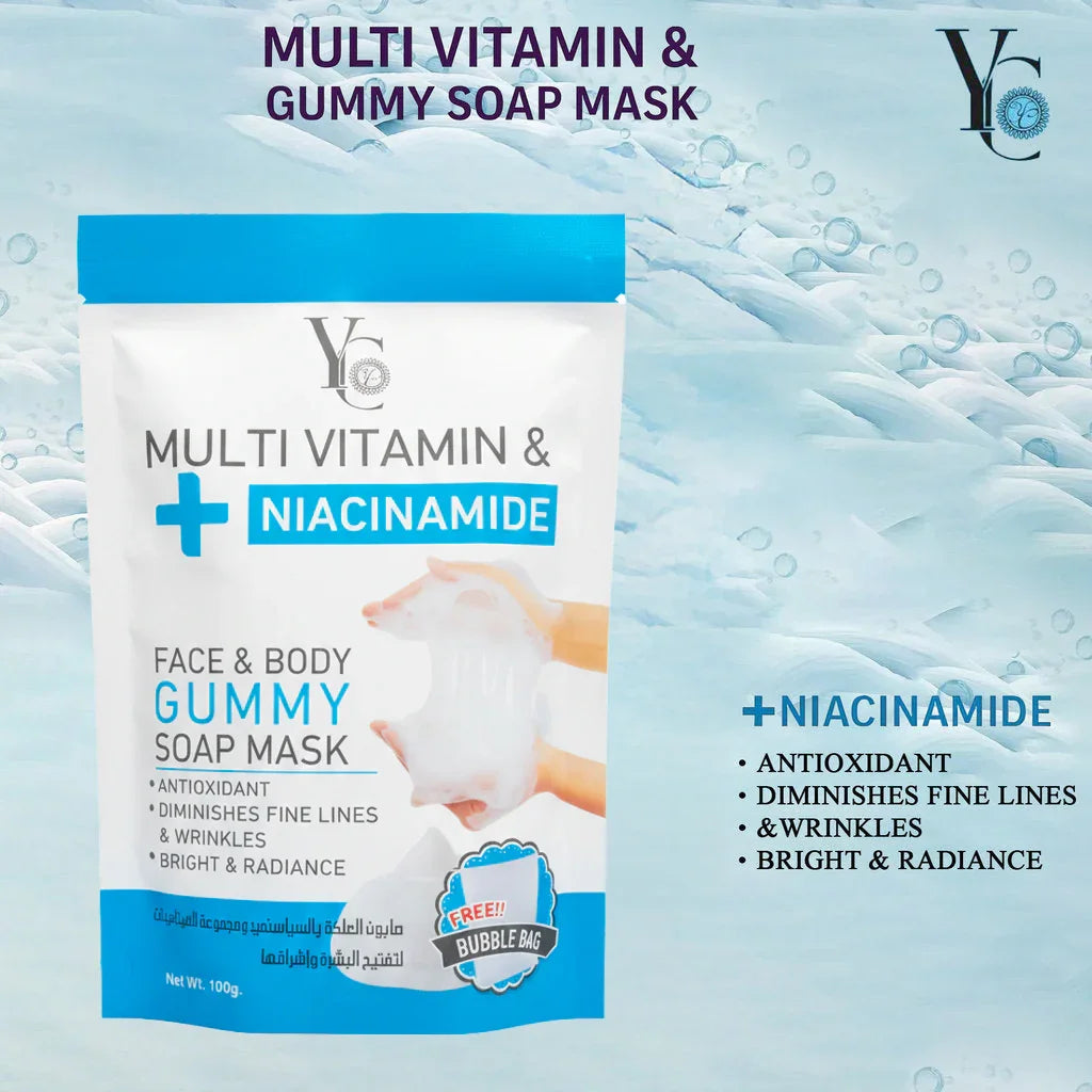 YC Multi Vitamin & Niacinamide Face & Body Gummy Soap Mask - 100g