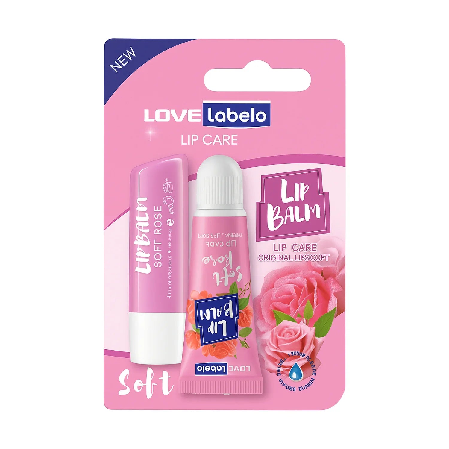 Love Labelo Soft Rose Lip Balm Set - 4.8g + 10g