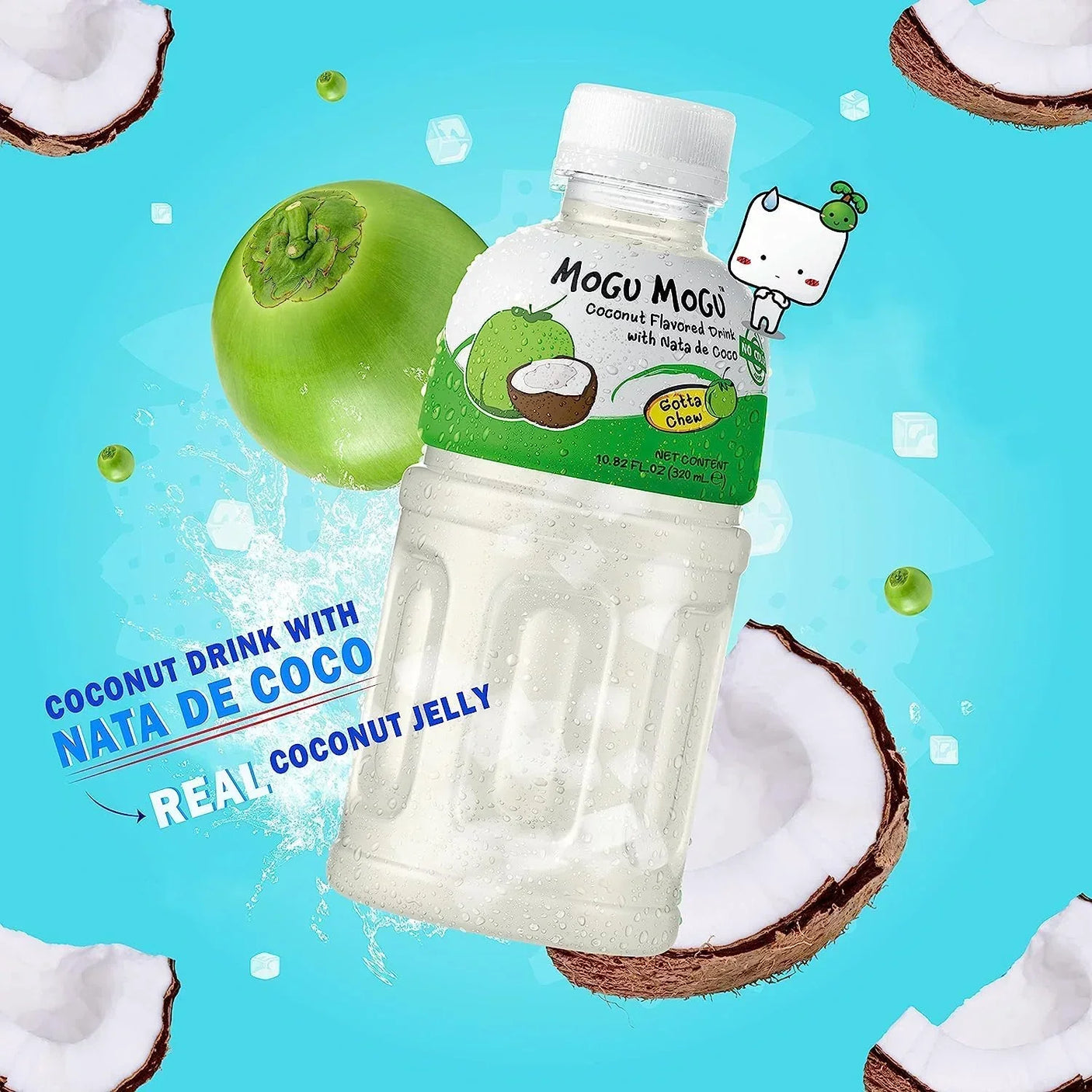 Mogu Mogu Coconut Juice with Nata de Coco - 320ml × 6 Pcs