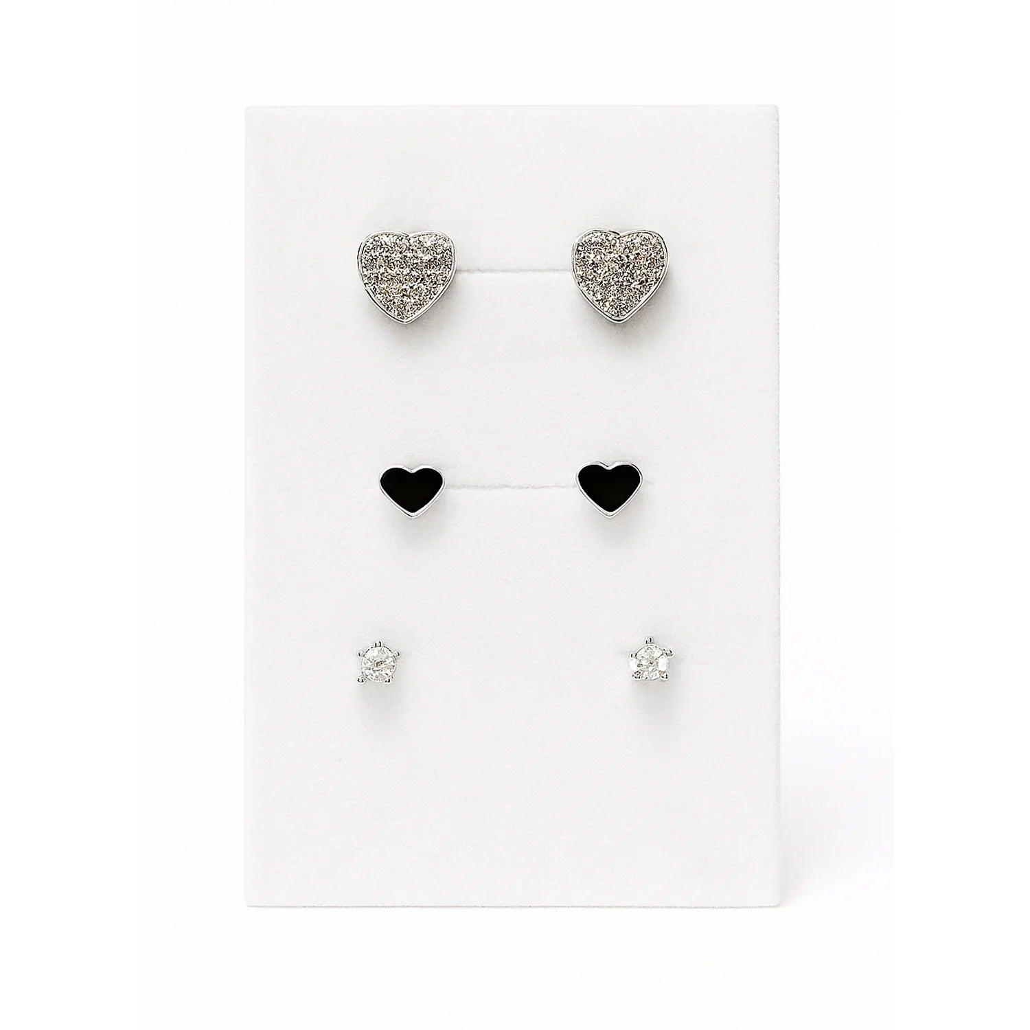 Silver Stainless Steel Korean Style Stud Earrings 3 Pairs - 122