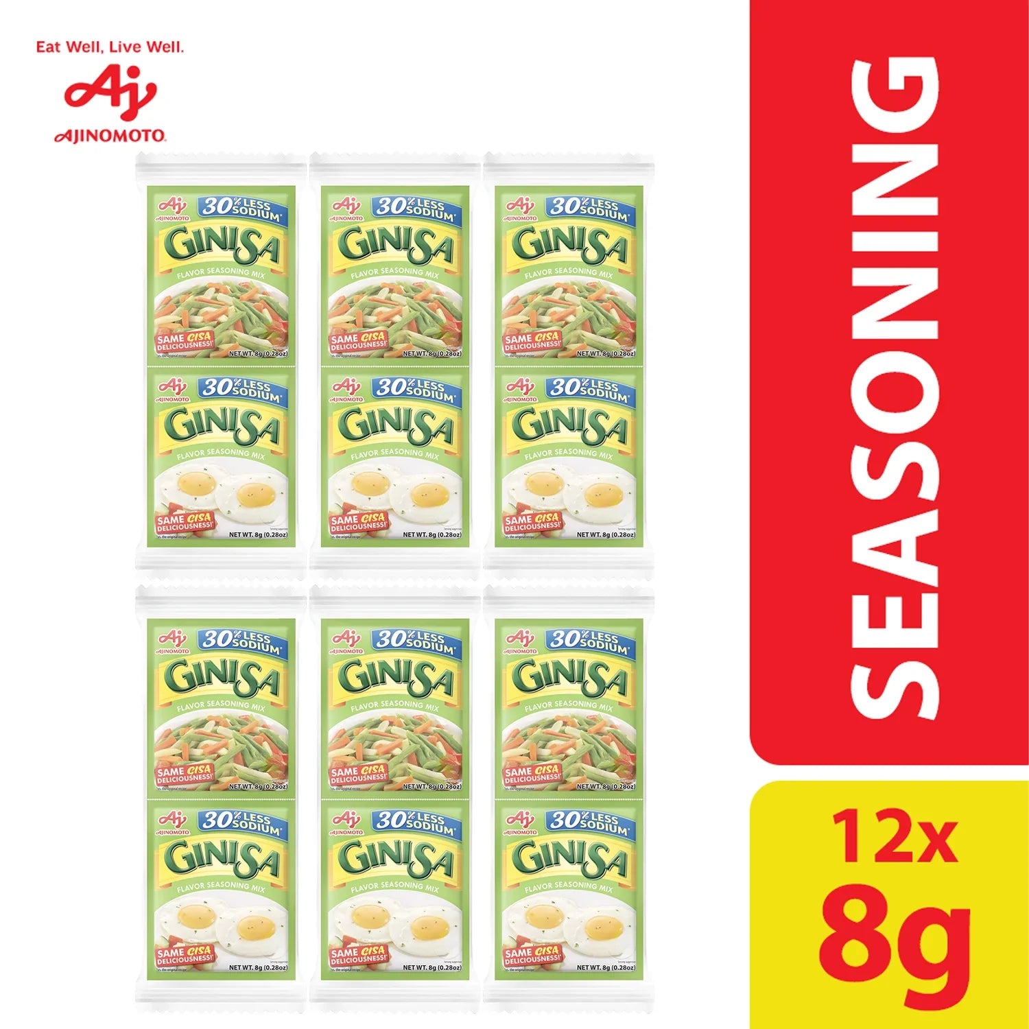Ajinomoto Ginisa Flavor Seasoning Mix Less Sodium - 8g x 12 Pcs