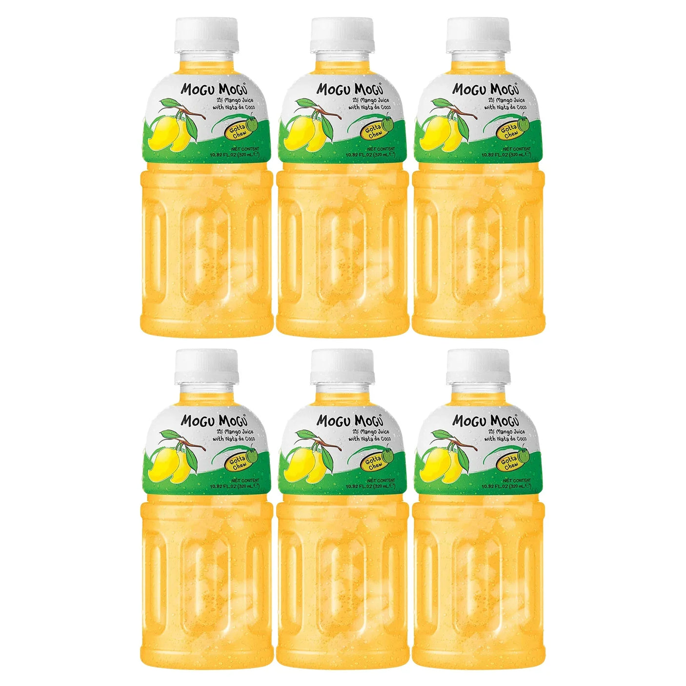 Mogu Mogu Mango Juice With Nata De Coco - 320ml × 6 Pcs