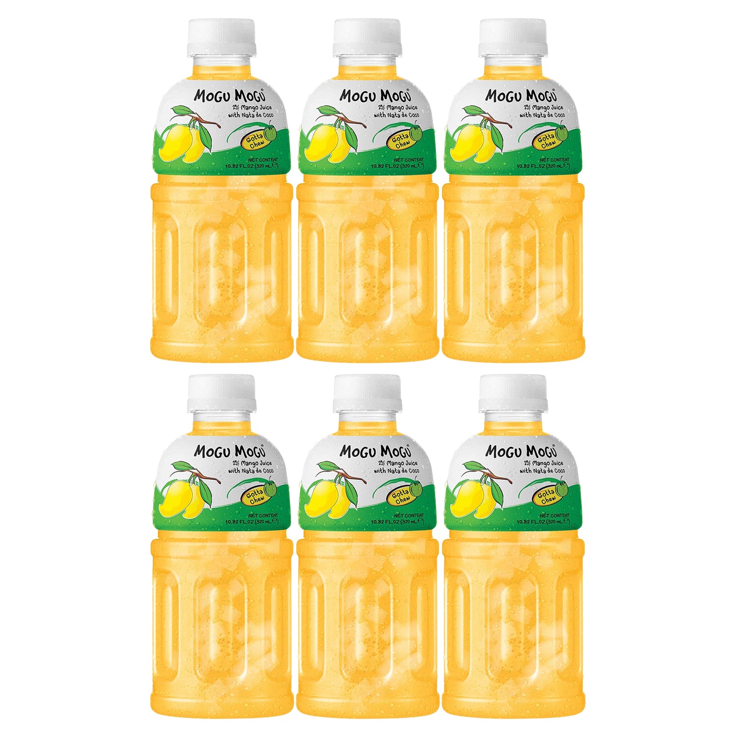 Mogu Mogu Mango Juice With Nata De Coco - 320ml × 6 Pcs