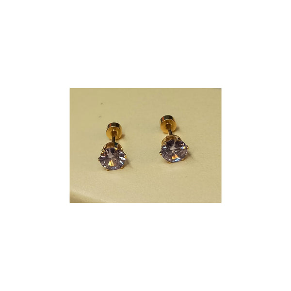 Golden Stainless Steel Stud Earings - 047