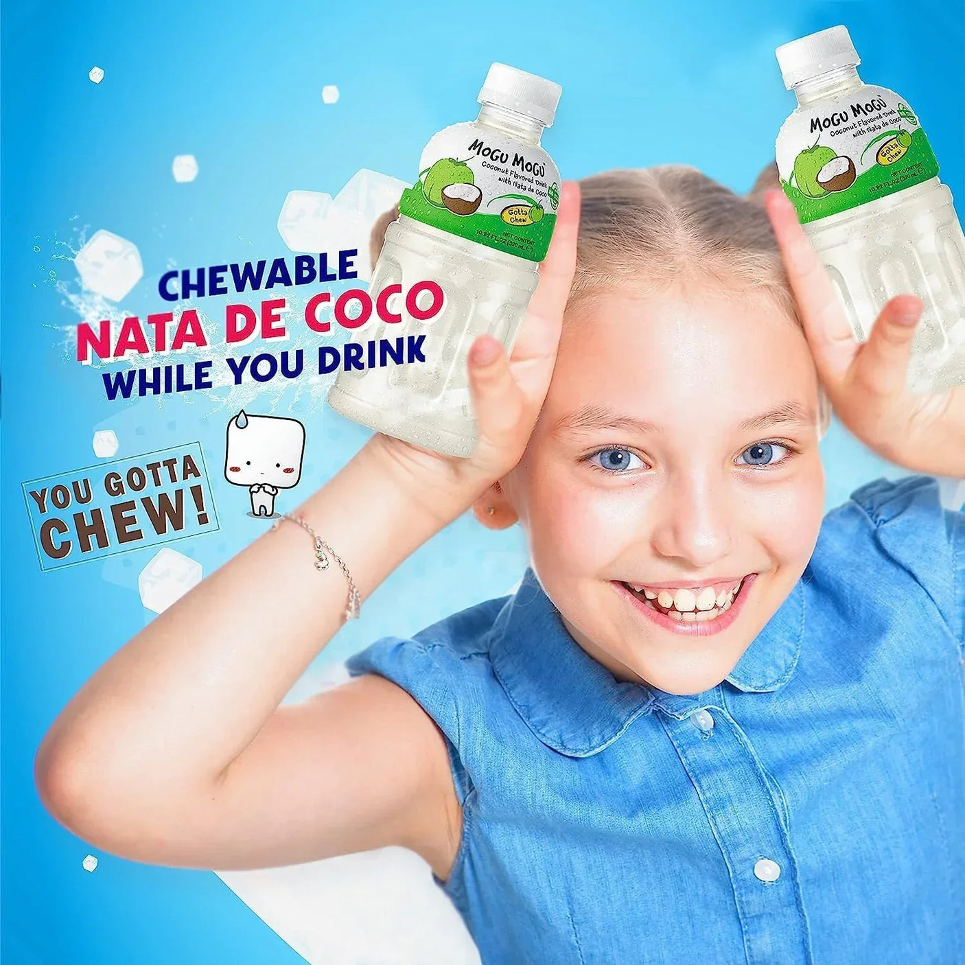 Mogu Mogu Coconut Juice with Nata de Coco - 320ml × 6 Pcs