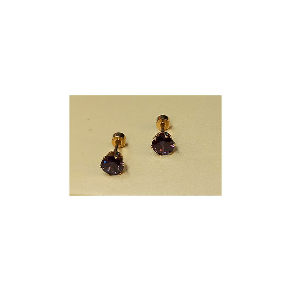 Golden Stainless Steel Stud Earings - 048