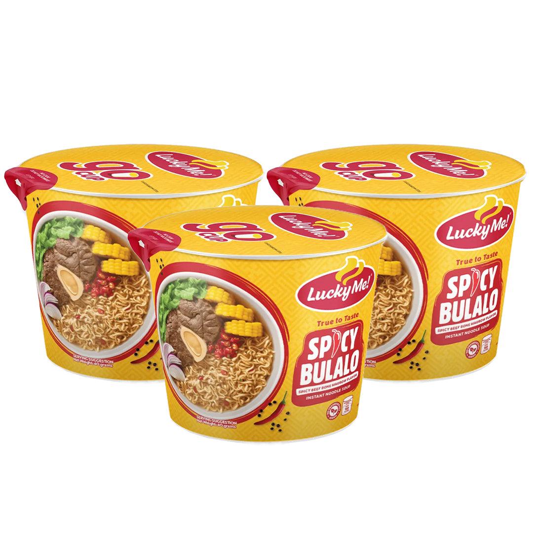حساء المعكرونة الفورية الصغير من Lucky Me Go Cup بنكهة البولالو الحارة - 40 جرام × 3 قطع