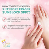 Queen White 3 in 1 Pore Eraser Sunblock Gel SPF75 - 20ml