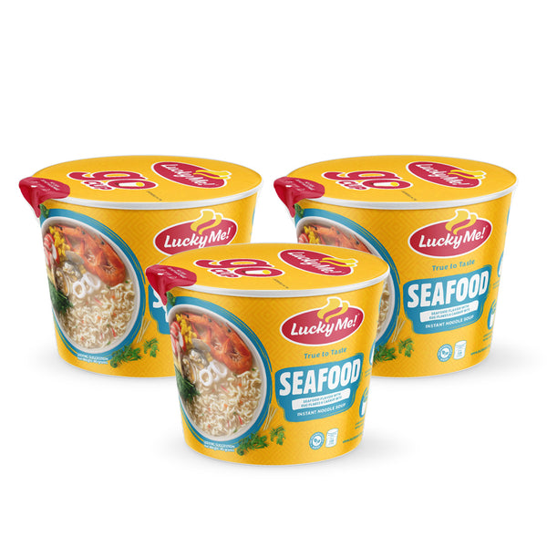 Lucky Me Go Cup Instant Noodle Soup Seafood - 40g (2+1) Offer