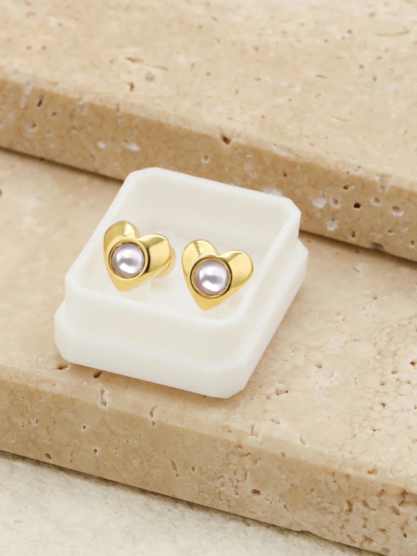 Golden Stainless Steel Stud Earings - 110