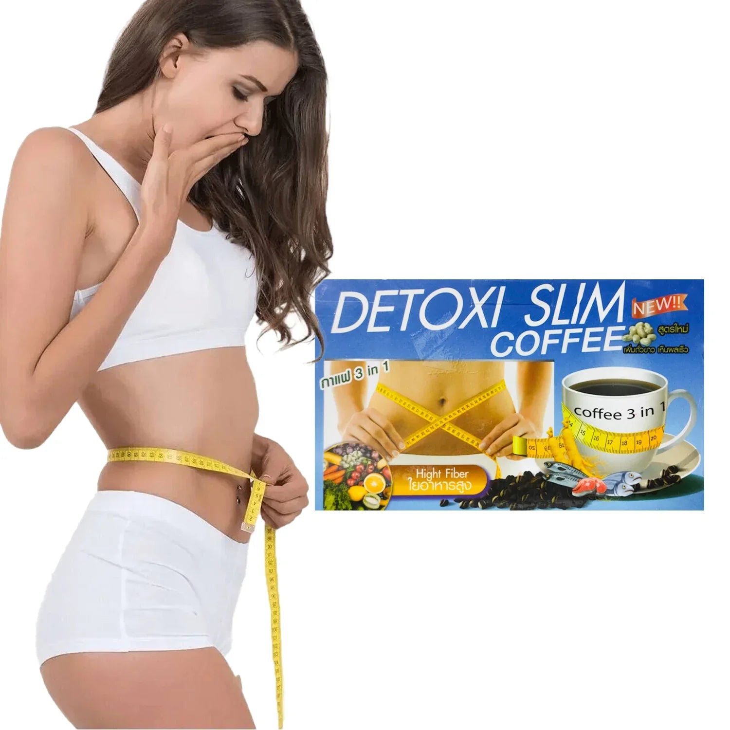 Detoxi Slim 3 in 1 Fiber Coffee - 15g × 10 Sachets