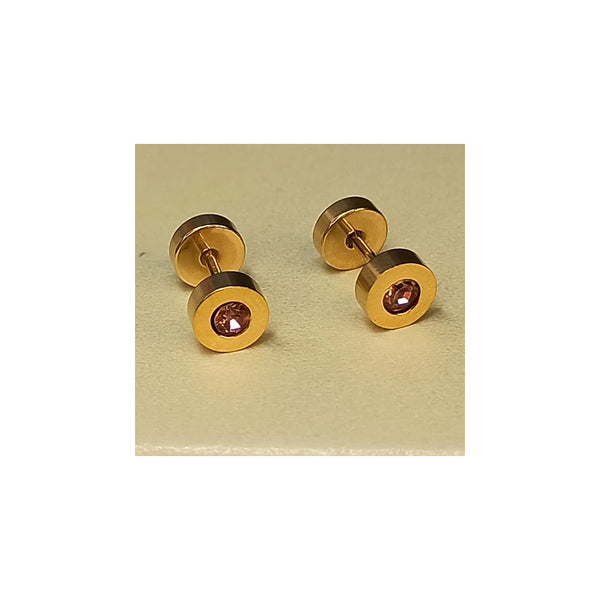 Golden Stainless Steel Stud Earings - 022