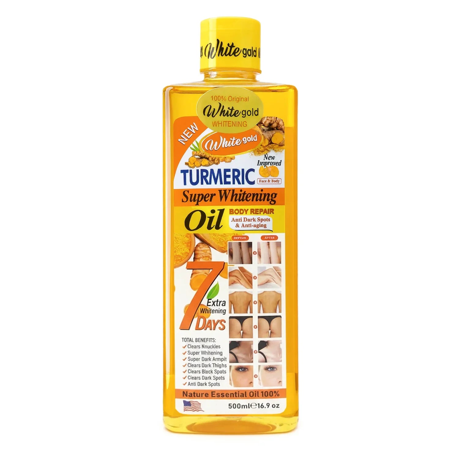 White Gold Turmeric Super Brightening Body Repair Oil - 500ml