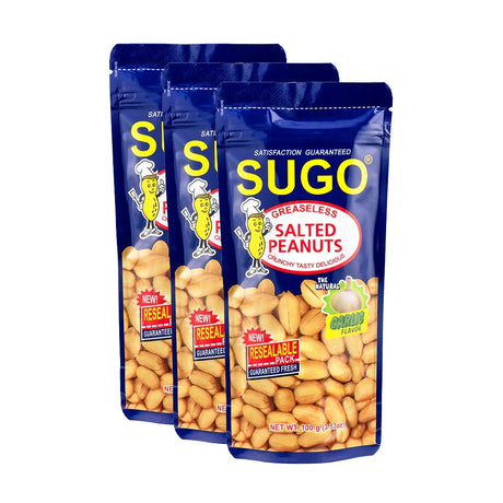 Sugo Greaseless Salted Peanuts Garlic Flavor - 100g (2+1) Offer