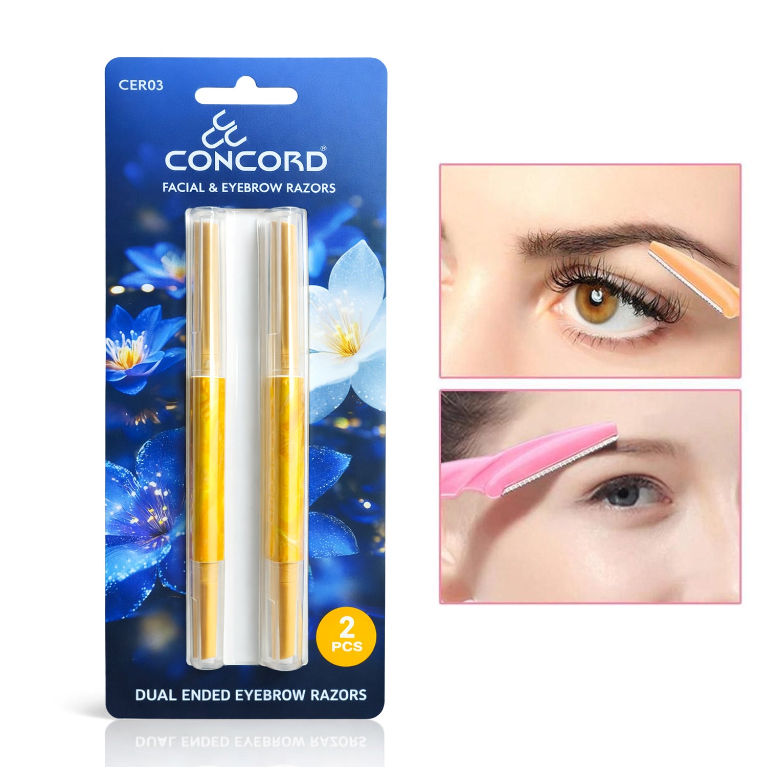 CONCORD Dual Ended Facial & Eyebrow Razors Pack Of 2 - CER03
