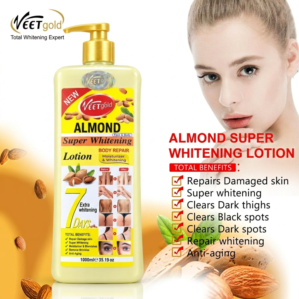 Veet Gold Almond Super Brightening Face & Body Lotion - 1000ml