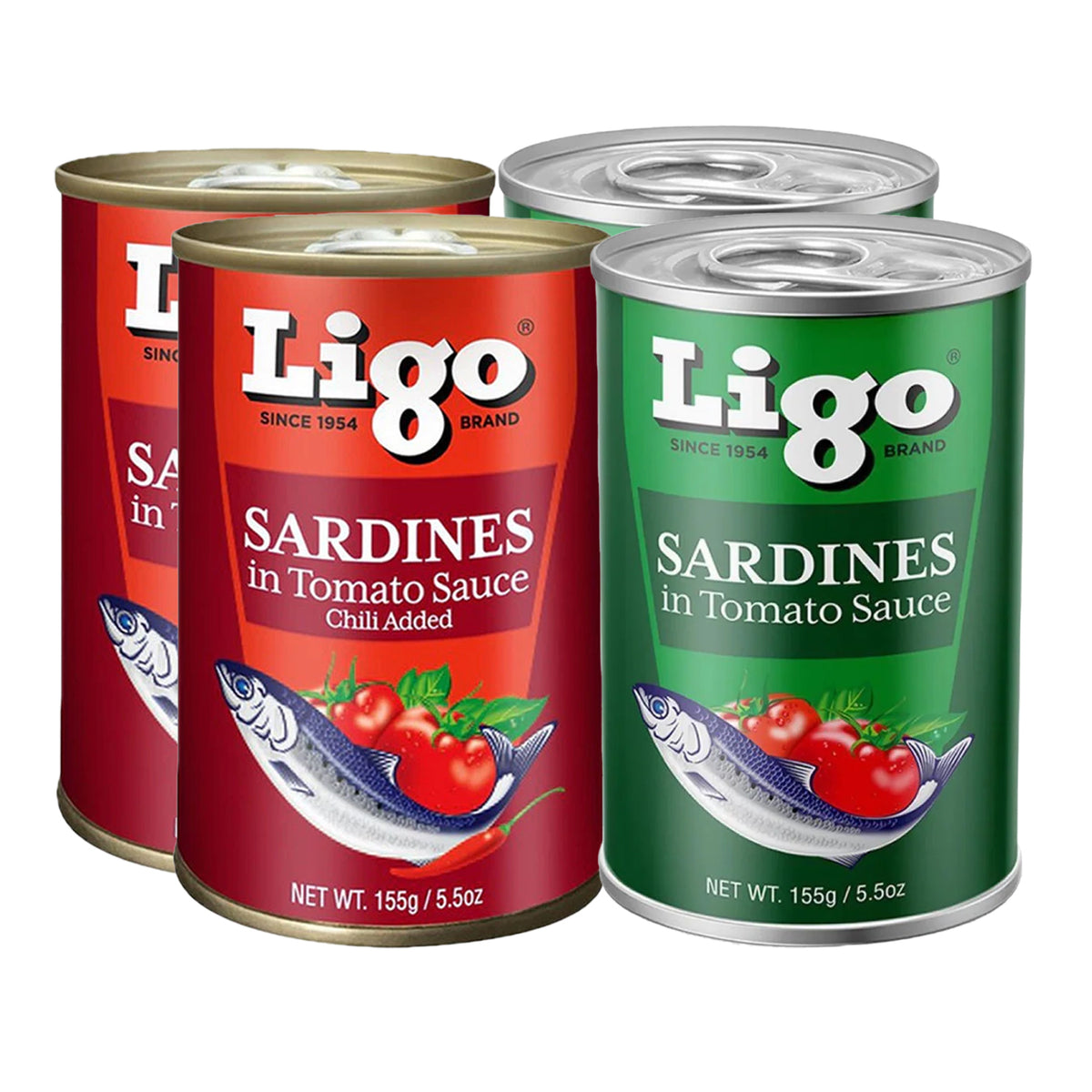 Ligo Sardines In Tomato Sauce Green & Chili - 155g × 4Pcs (Offer)