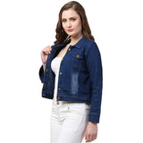 جاكيت جينز أزرق سادة للنساء B-9593# 