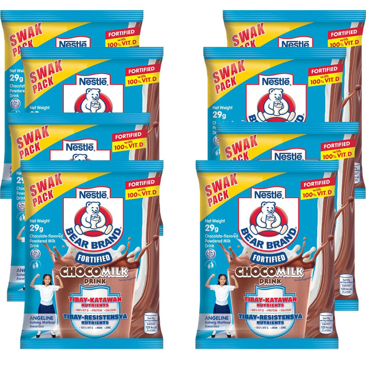 Bear Brand Fortified Choco Milk Drink Swak Pack - 8 X 29g - Pinoyhyper